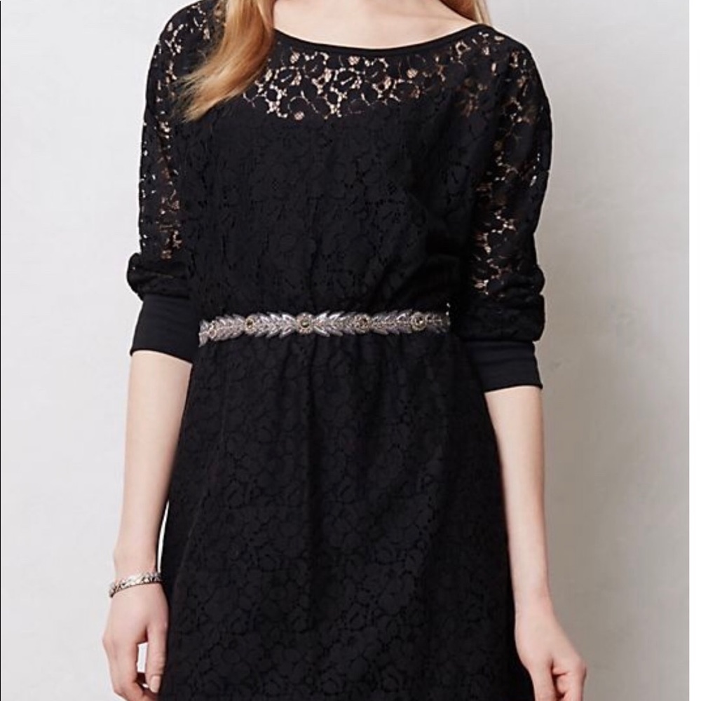 Anthropologie xs black lace dress pullover